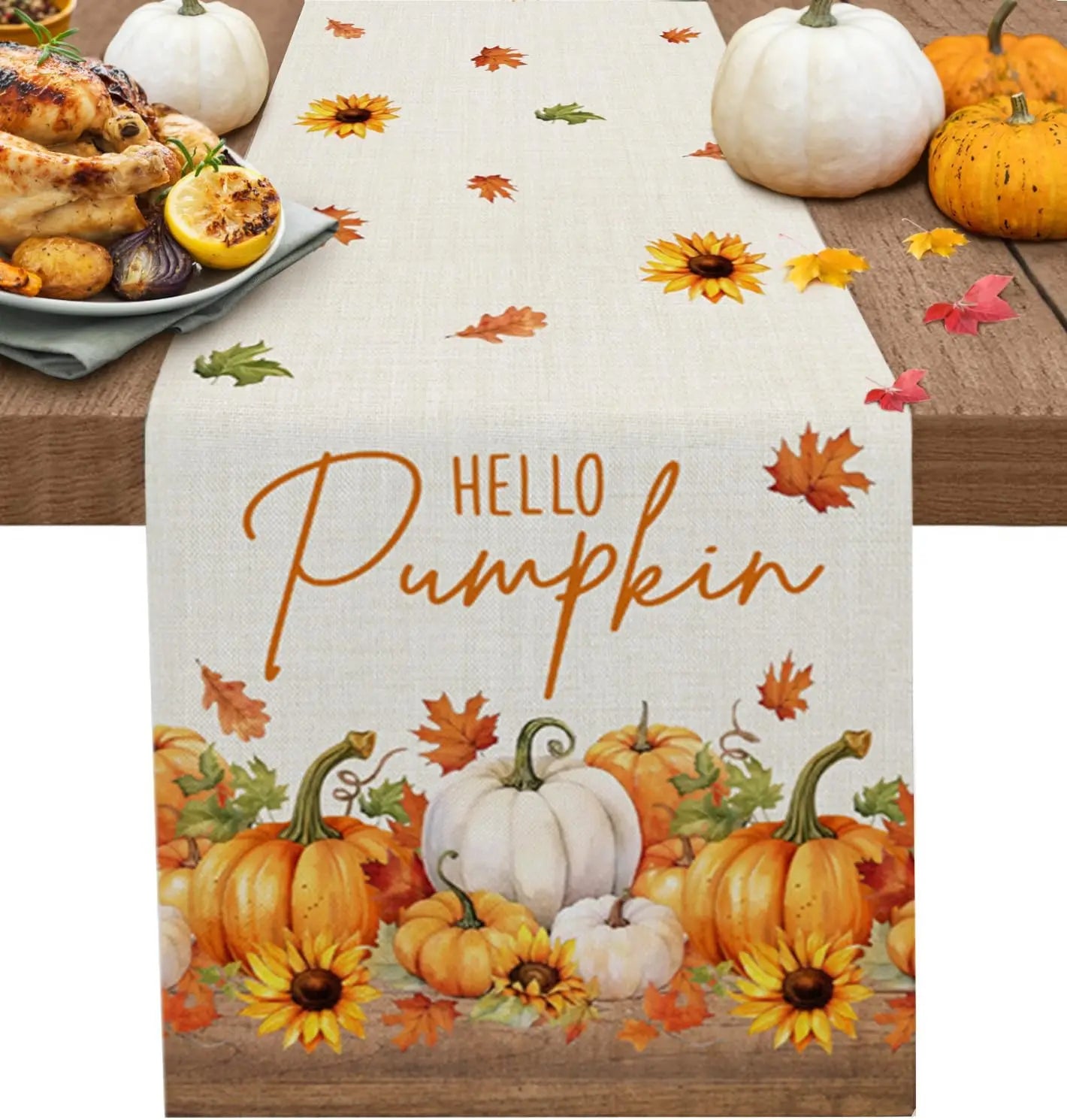 Chemin de Table Citrouille Automnal hello pumpkin