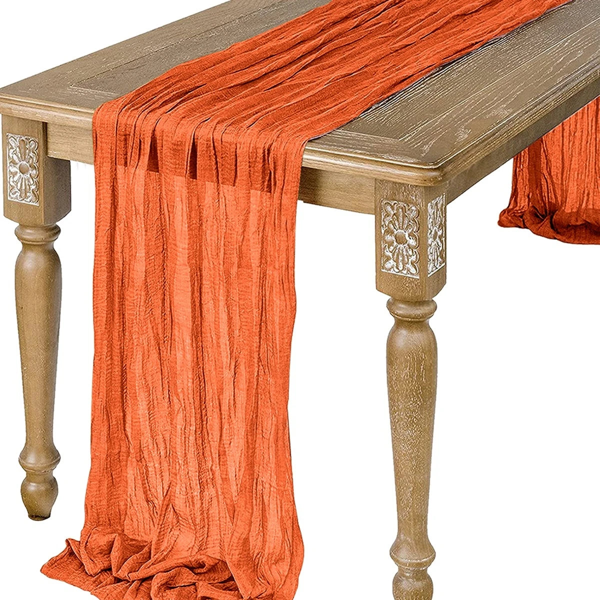 Chemin de Table en Gaze Semi-Transparente orange