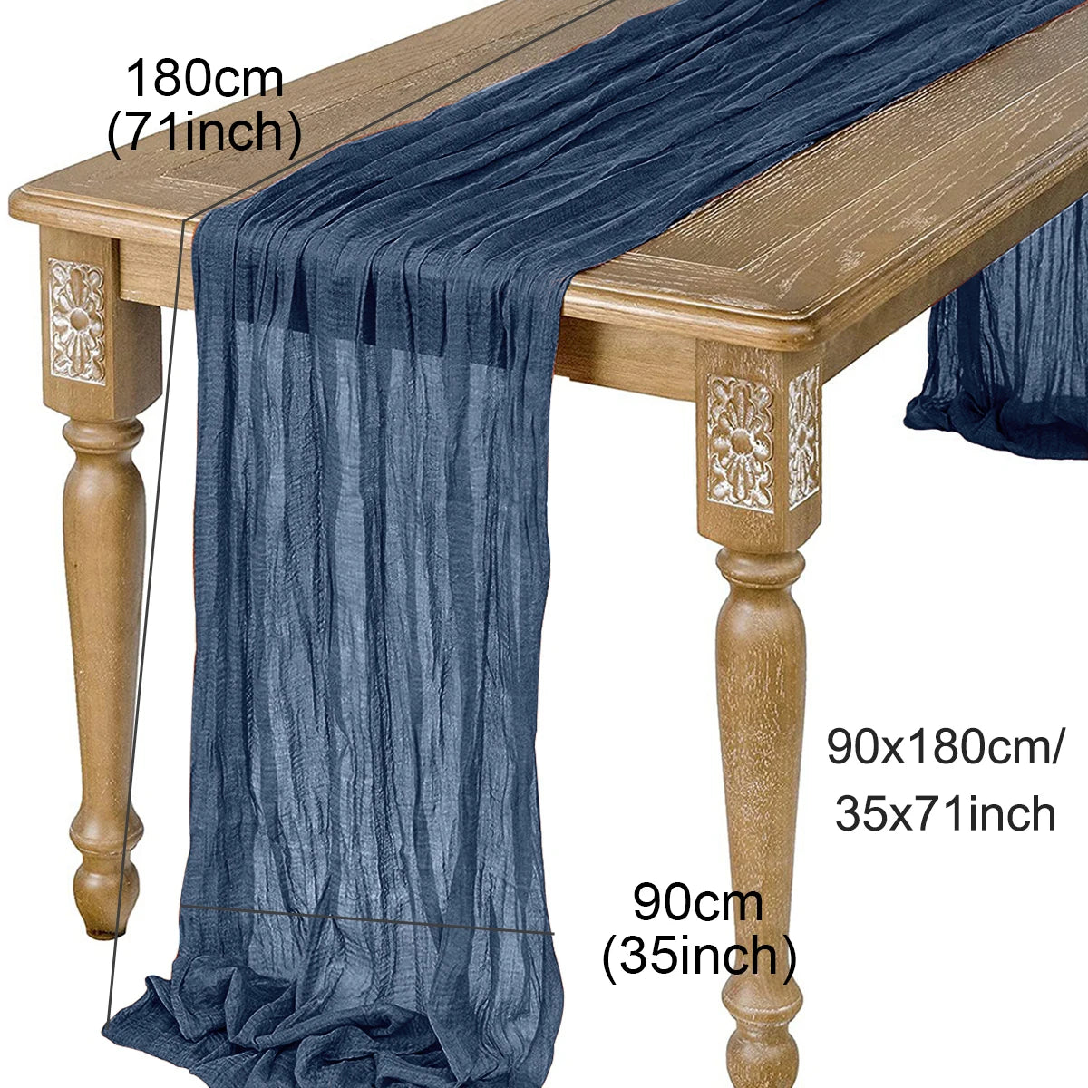 Chemin de Table en Gaze Semi-Transparente  bleue