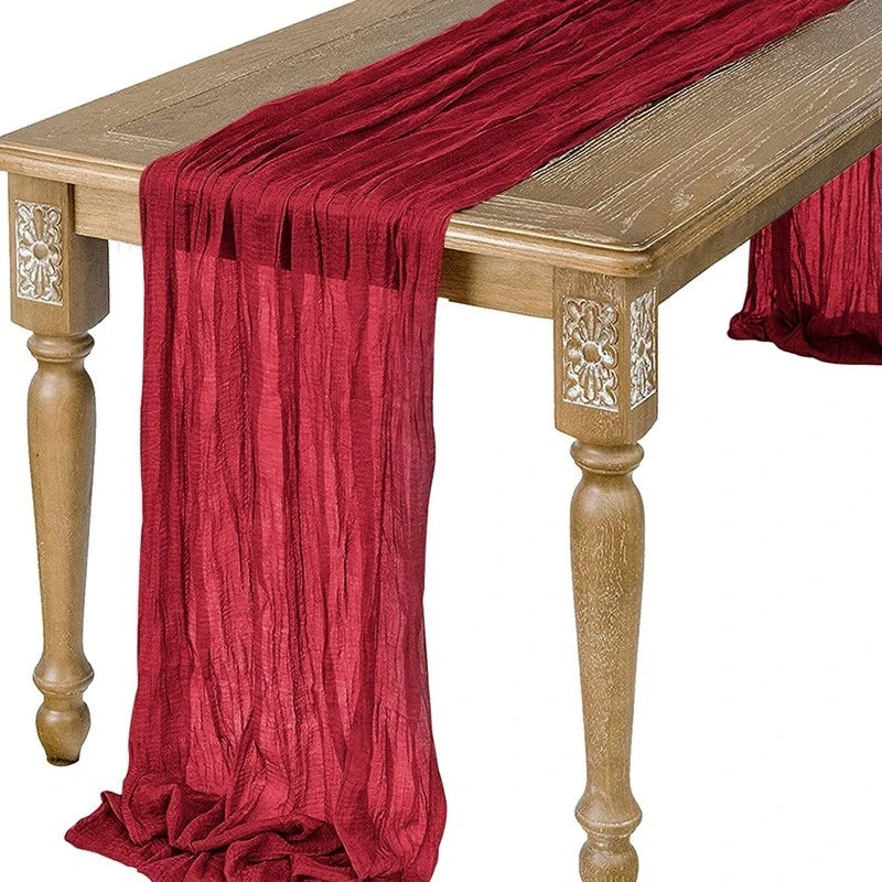 Chemin de Table en Gaze Semi-Transparente rouge