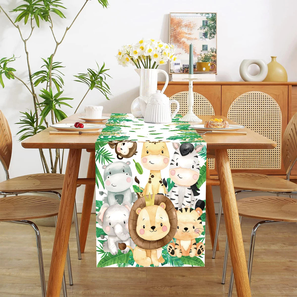 Chemin de table jungle animaux