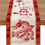 Chemin de table motifs de dragons chinois - Vignette | setdetable