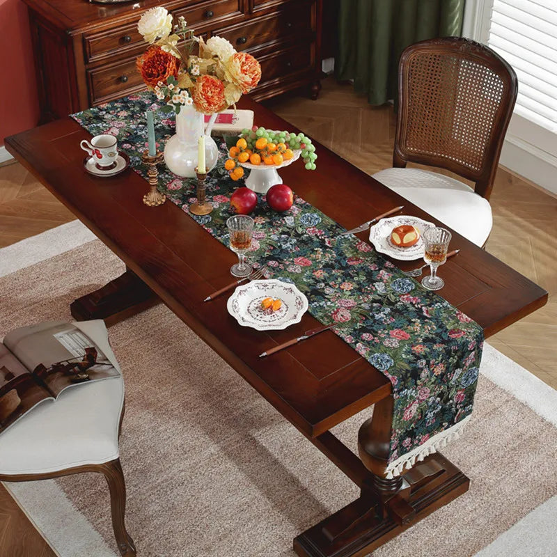 chemin de table fleurs jacquard