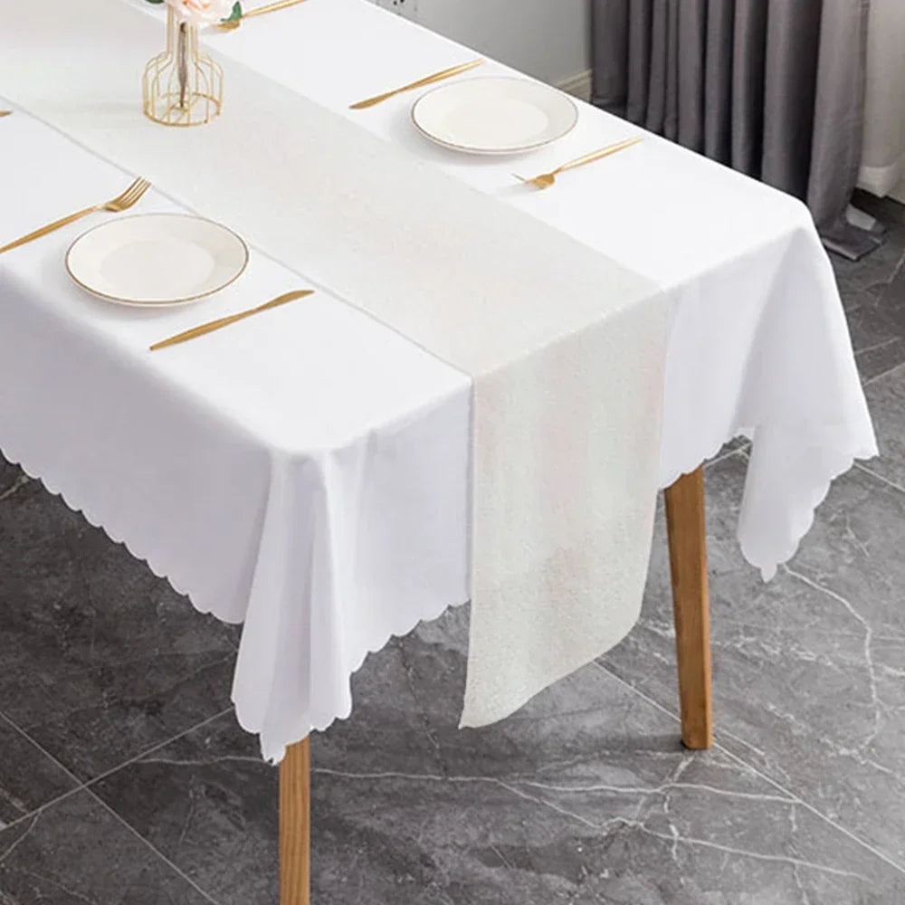 chemin de table rose paillette blanc