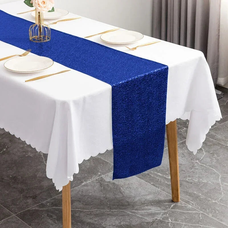 chemin de table rose paillette bleue