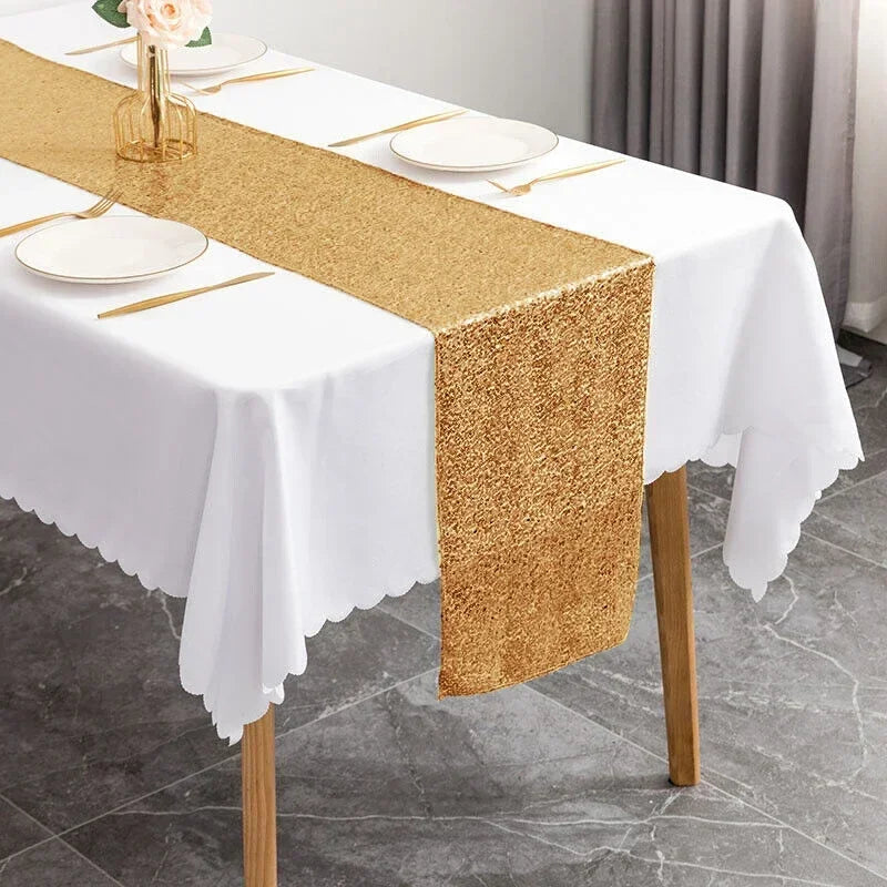 chemin de table rose paillettedore