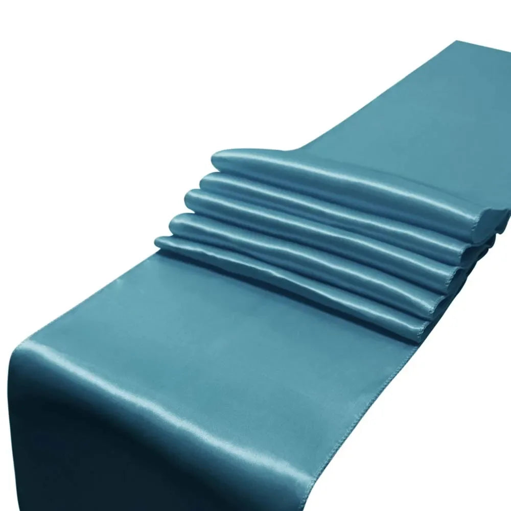 chemin de table satin turquoise