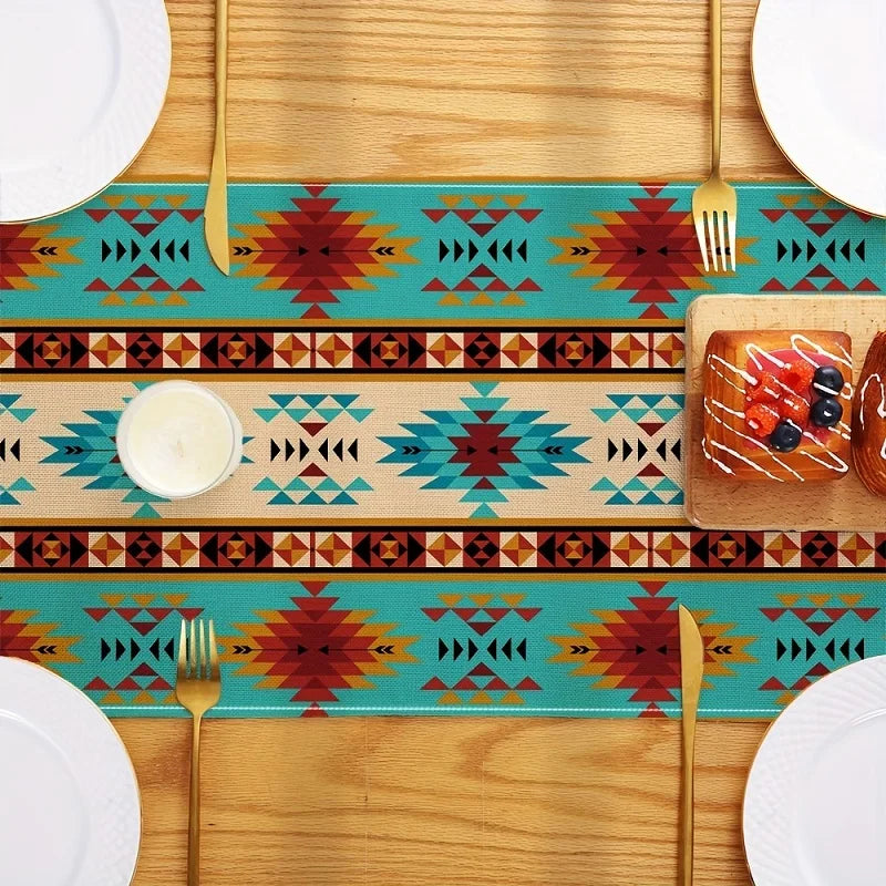 chemin de table tribal boho abstrait ethnique