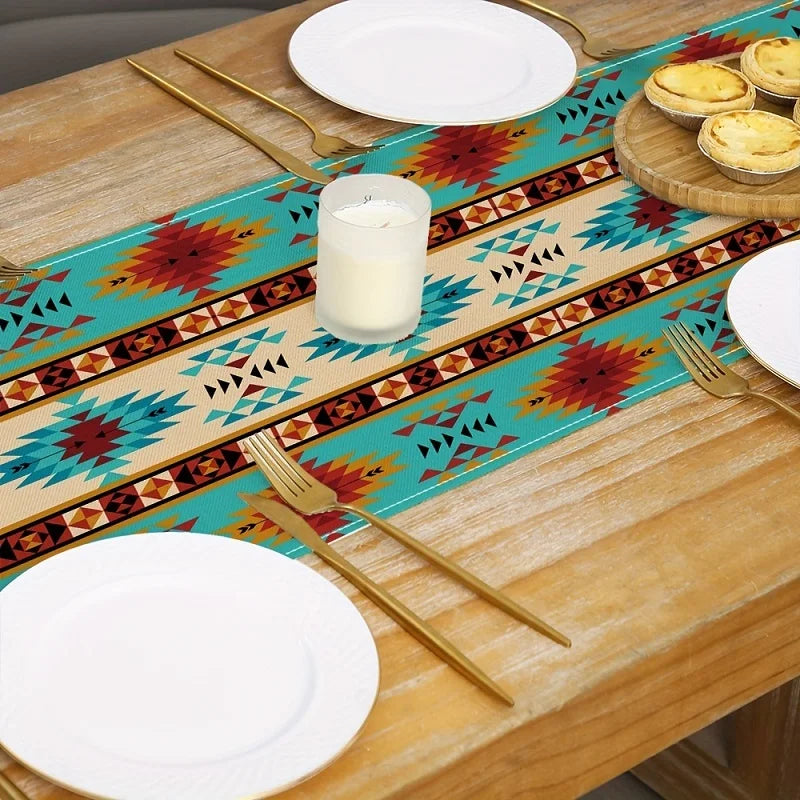 chemin de table tribal boho abstrait ethnique