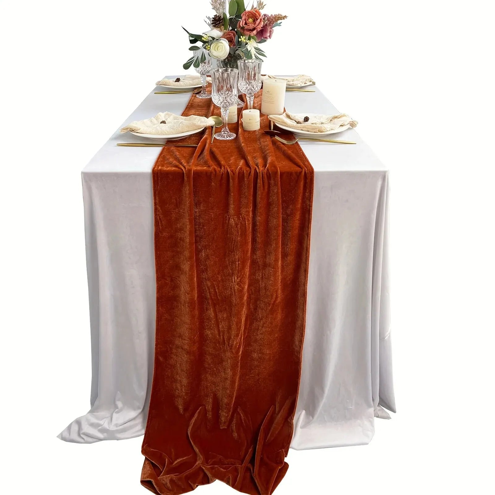 chemin de table velours pour mariageorange