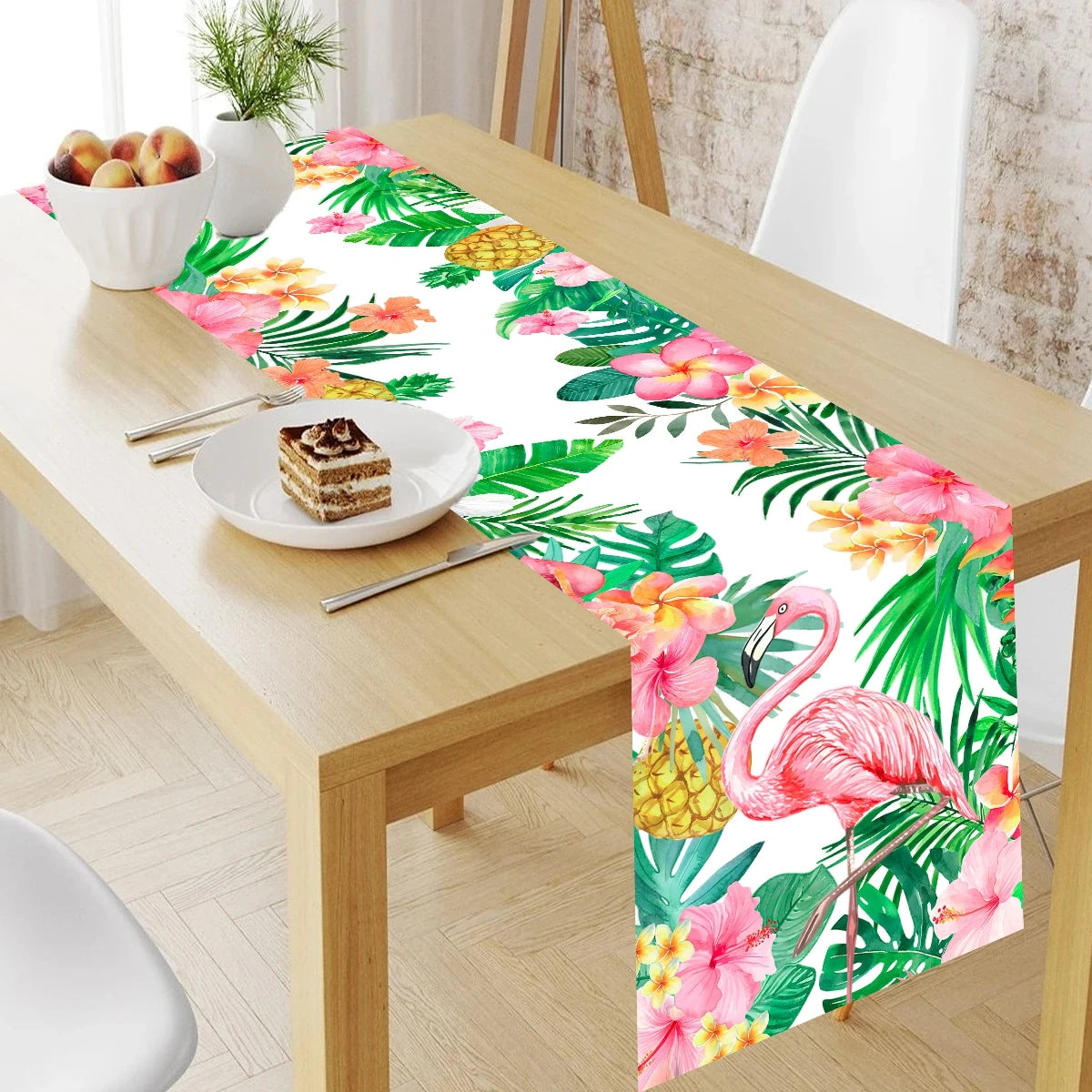 Chemin de Table Tropical Flamingo & Hibiscus 