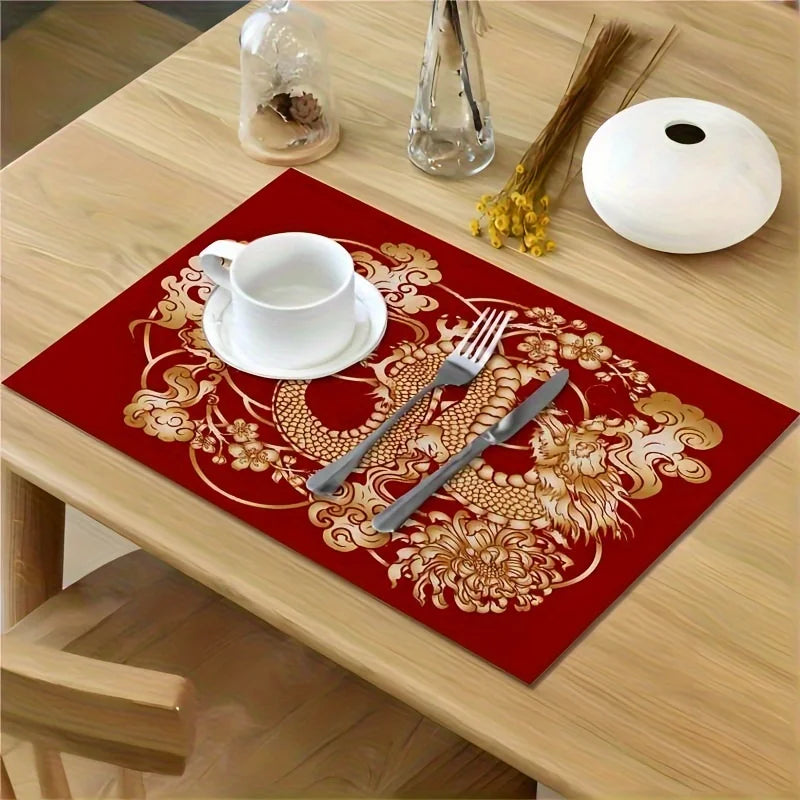 set de table chinois motif de dragon