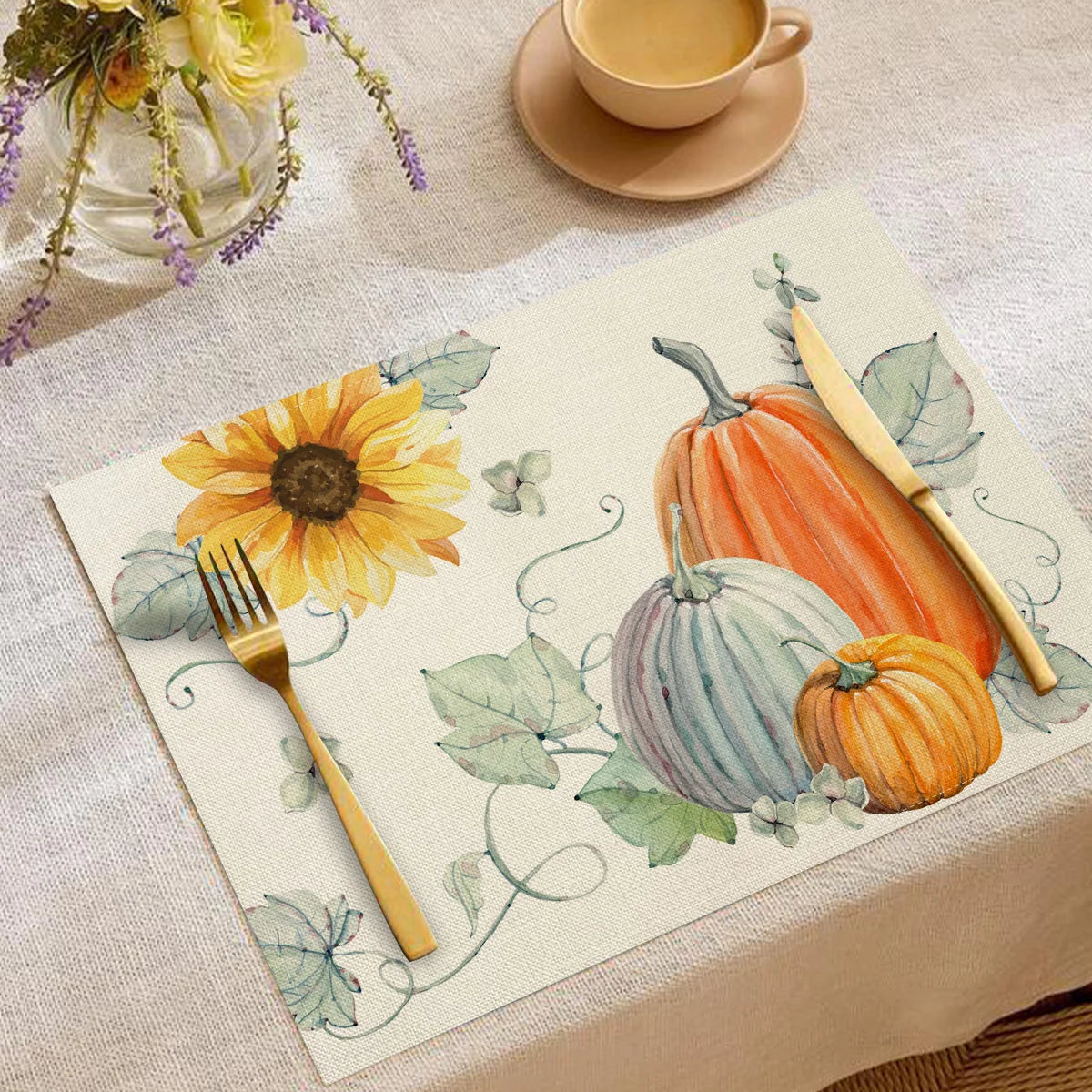 set de table citrouille halloweenorange