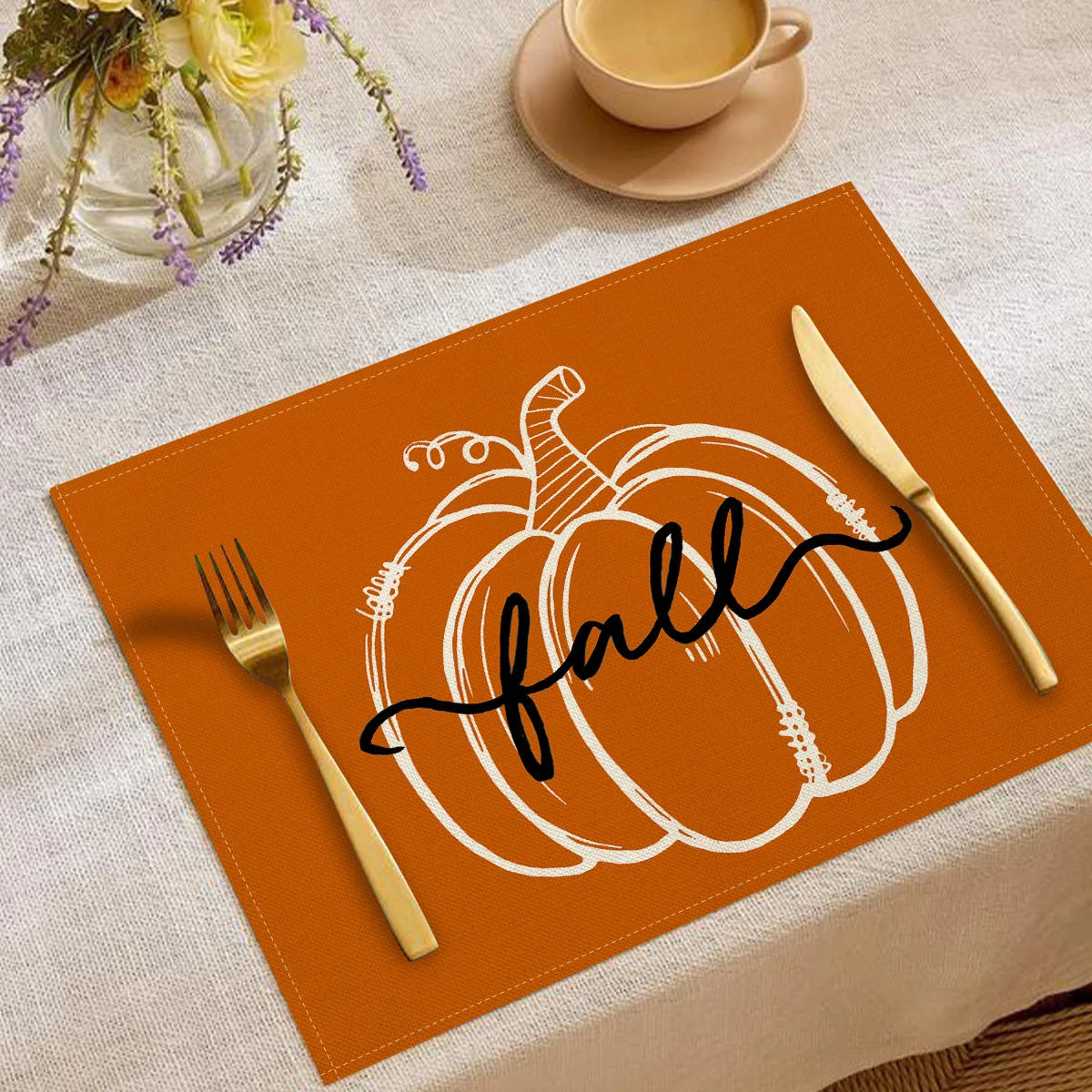 set de table citrouille halloween fall