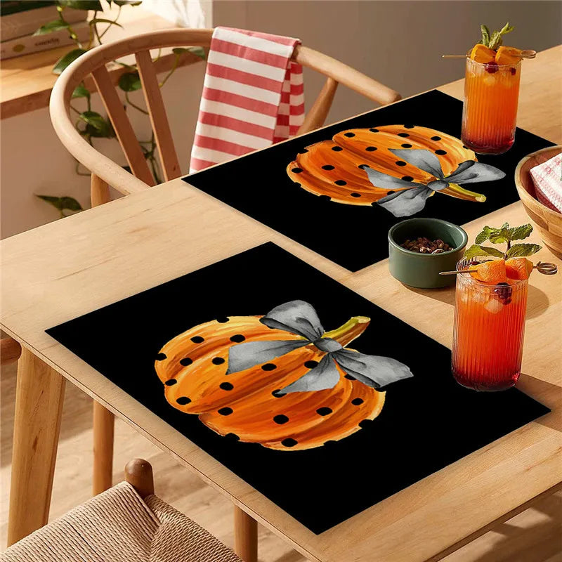 set de table halloween  citrouille