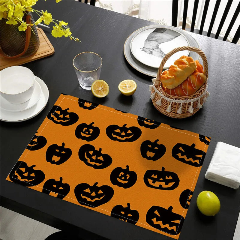 set de table halloween s citrouilles