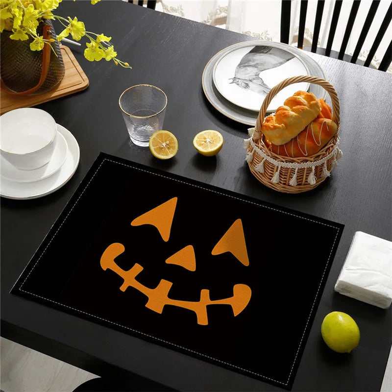 set de table halloween  noir