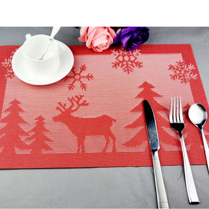 set de table noël pvc rouge