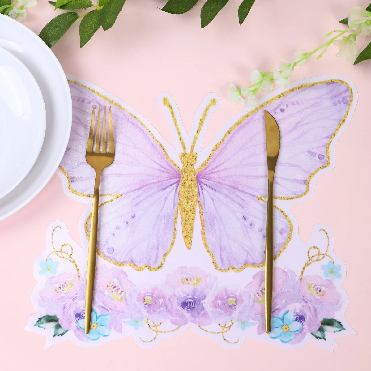 set de table satin papillon baby shower anniversaire